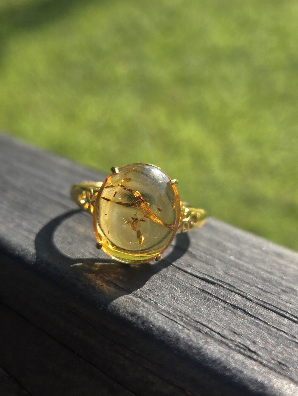 Amber Gold Ring Adjustable